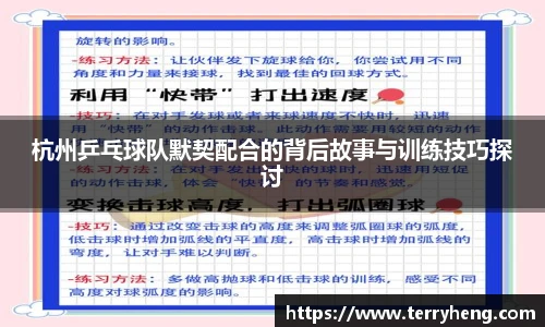 杭州乒乓球队默契配合的背后故事与训练技巧探讨
